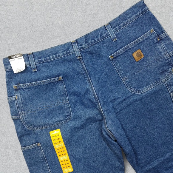 NEW Carhartt B200 Jeans Men's 40x30 Blue Denim Carpenter Fleece Lined Utility - Picture 1 of 13